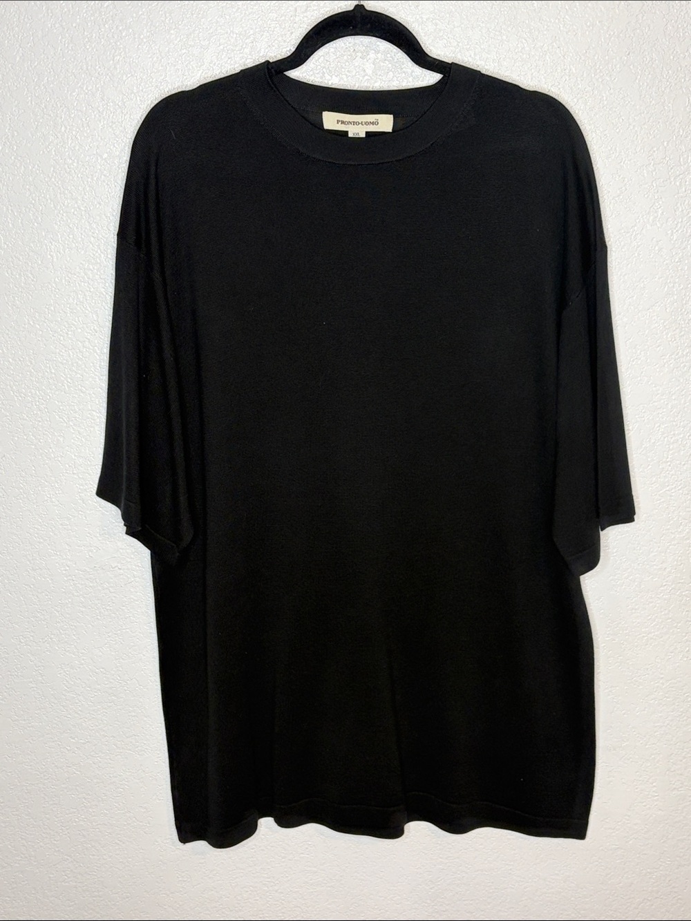 Pronto-Uomo Black 4 Ply Silk Knit Shirt Size XXL Elevated Basic Minimalist Chic